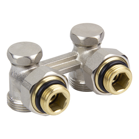 Двойной узел TEBO для нижнего подключения радиатора угловой (для двухтрубной системы)