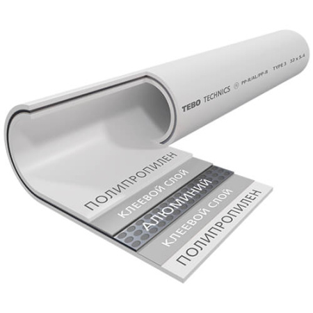 Труба TEBO PP-R SDR 6 армированная алюминием в центре