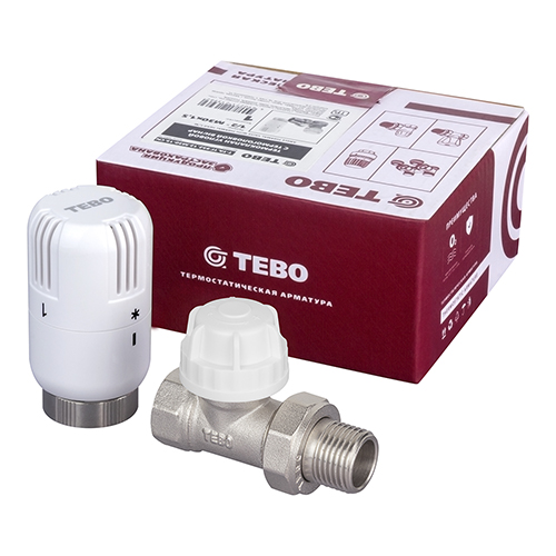 Термоклапан TEBO прямой с термостатической головкой